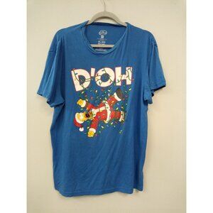 The Simpsons 20th Century Fox "D'oh" Blue Short Sleeve Christmas T-Shirt XL